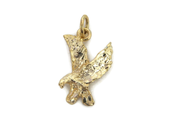 Eagle Landing Pendant Charm 14k Yellow Gold