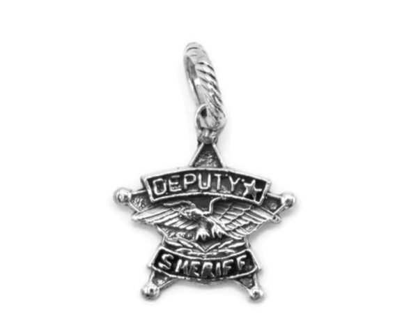 Deputy Sheriff Badge Law Police Officer Charm Pendant .925 Sterling Silver