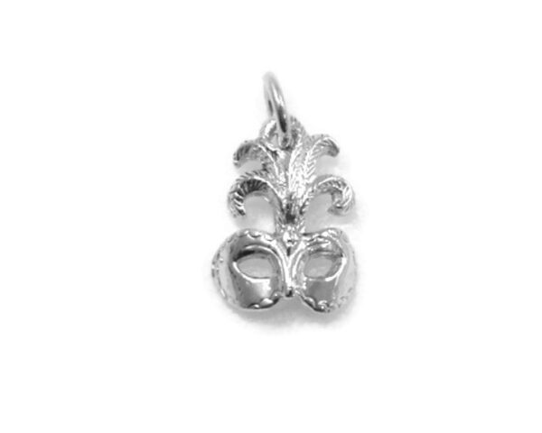 Masquerade Mask Charm Pendant .925 Sterling Silver.