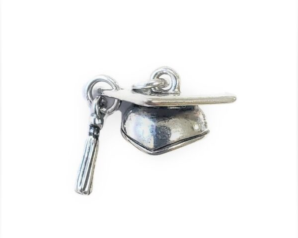 Graduation Cap Charm Pendant .925 Sterling Silver.