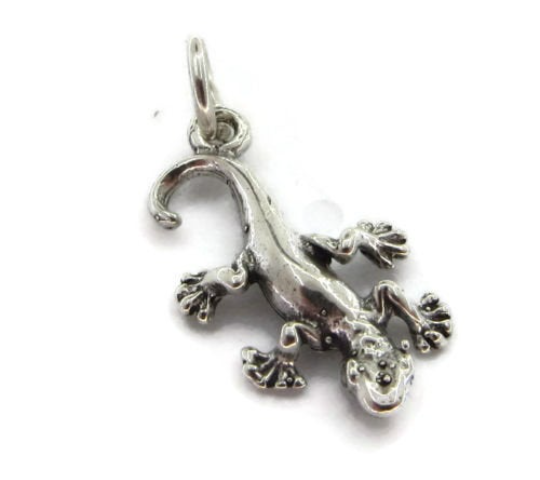 Gecko Lizard Charm Pendant .925 Sterling Silver!!