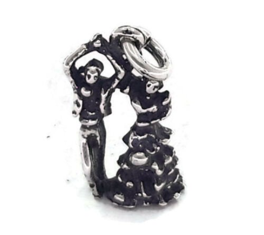 Dancing Man and Lady Pendant Charm .925 Sterling Silver.
