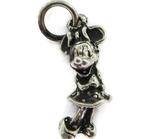 Minnie Mouse Charm Pendant .925 Sterling Silver.