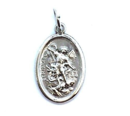 Guardian Angel/St. Michael Two-Sided Charm Pendant .925 Sterling Silver.