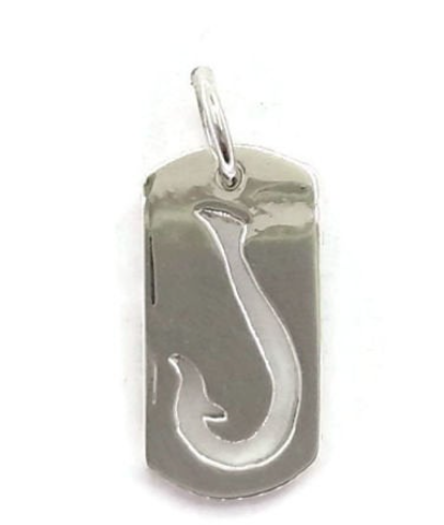 Fishing Hook Charm Pendant .925 Sterling Silver.