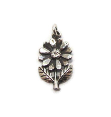 Flower Charm Pendant .925 Sterling Silver.