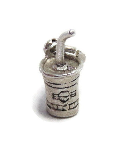 Fountain Drink Charm Pendant .925 Sterling Silver.