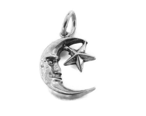 Half Moon Charm Pendant .925 Sterling Silver.