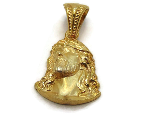 New! Jesus Christ Head Pendant Yellow Gold