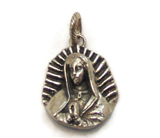 Virgin Mary (Virgen de Guadalupe) Pendant .925 Sterling Silver.