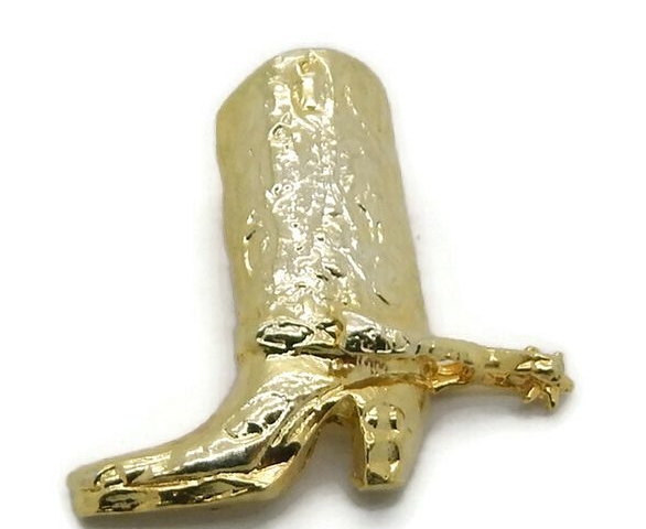 14K Yellow Gold Cowboy Boot Charm Pendant