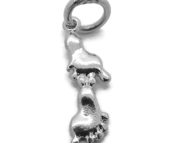 .925 Sterling Silver Vertical Feet Charm Pendant