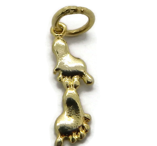 14K Yellow Gold Double Vertical Feet Charm Pendant