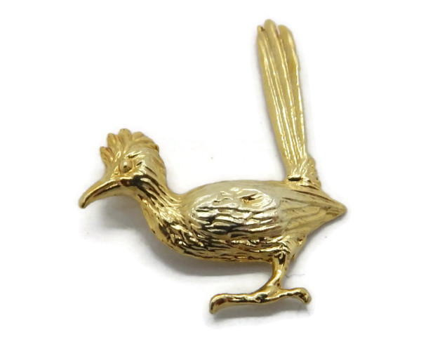 14K Yellow Gold Roadrunner Bird Charm Pendant