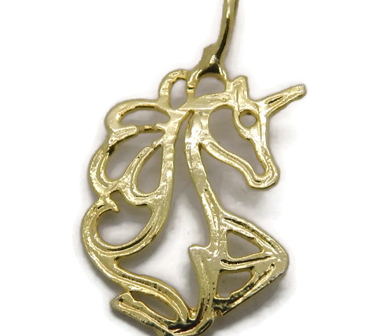 14K Yellow Gold Unicorn Charm Pendant