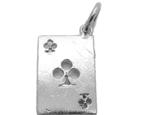 .925 Sterling Silver Playing Cards, Ace Of Clubs Charm Pendant