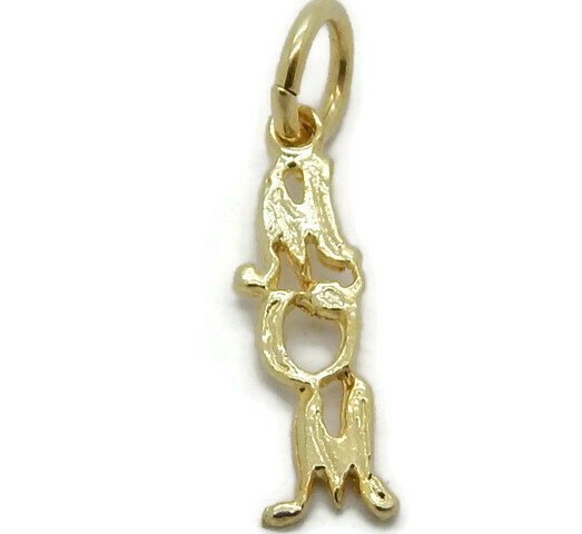 14K Yellow Gold MOM Charm Pendant