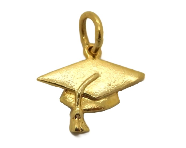 14K Yellow Gold Graduation Cap Charm Pendant