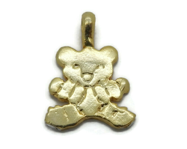 14K Yellow Gold Teddy Bear Charm Pendant