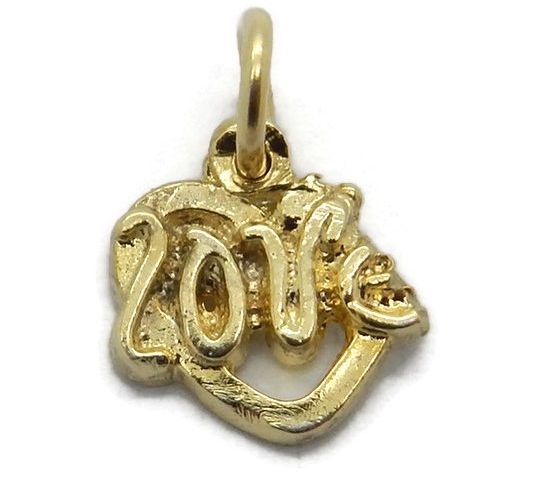 14K Yellow Gold Heart Love Charm Pendant