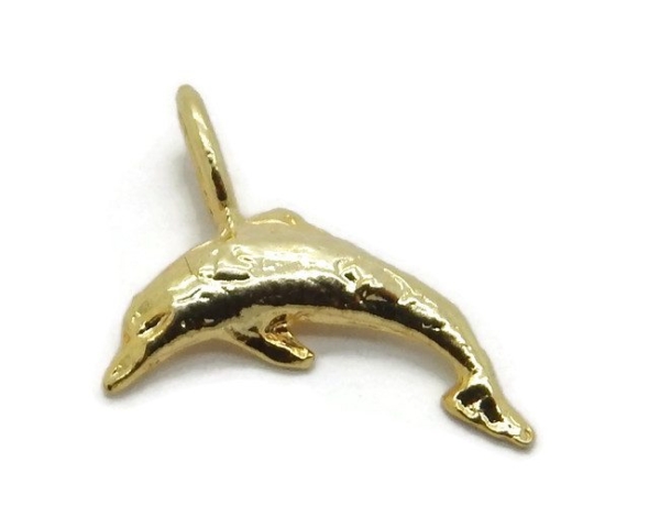 Dolphin Charm 14K Yellow Gold Small Pendant