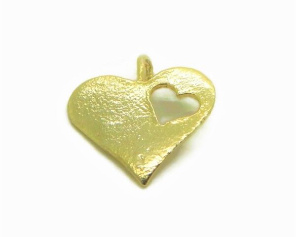 14K Yellow Gold Double Heart Charm Pendant