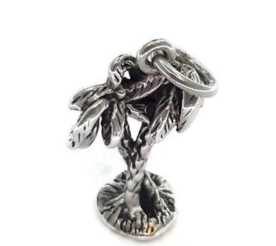 Palm Trees Charm Pendant .925 Sterling Silver.