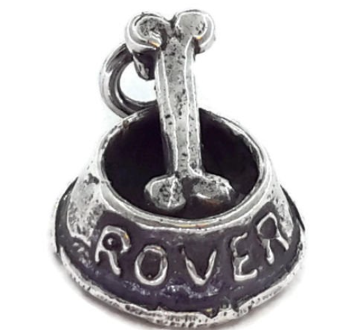 Pet Bowl Dog Charm Pendant .925 Sterling Silver.