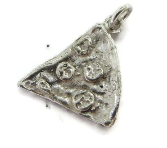 Pizza Charm Pendant .925 Sterling Silver.