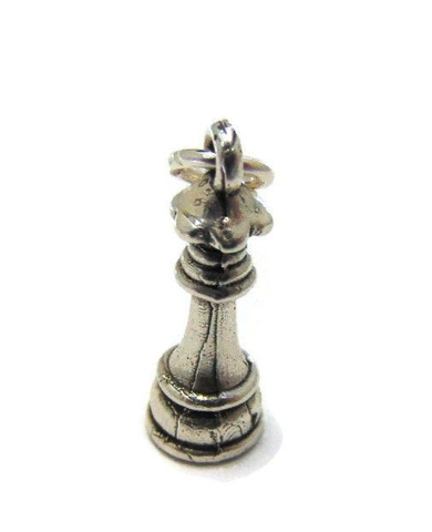 Queen Chess Piece Charm .925 Sterling Silver for Bracelet