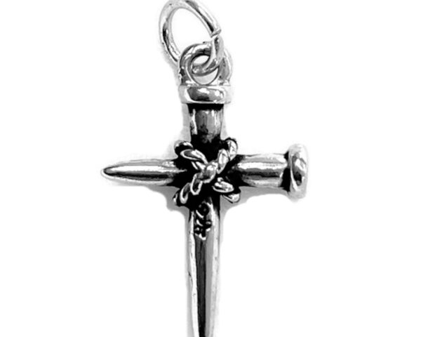 Nails Cross Charm Pendant .925 Sterling Silver.