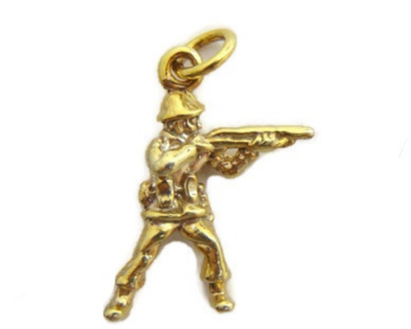 Army Soldier Military Charm Pendant Yellow Gold