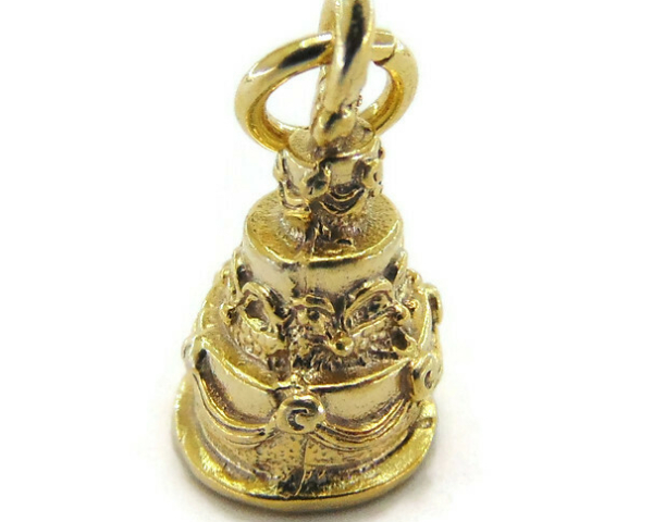 Birthday Cake Charm Pendant Yellow Gold