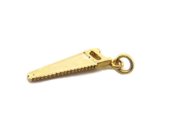 Saw Tool Charm Pendant Yellow Gold