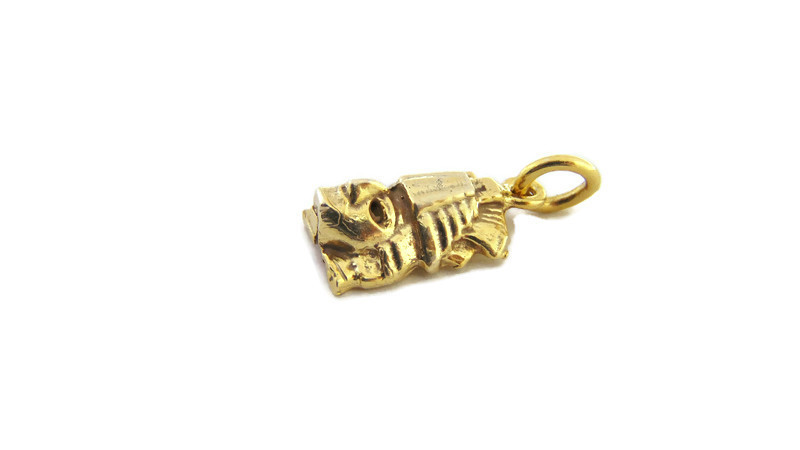 NEW!!! Mexican Mayan /Aztec Head Charm Pendant Yellow Gold