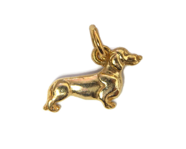 14K Yellow Gold Dachshund Dog Charm Pendant