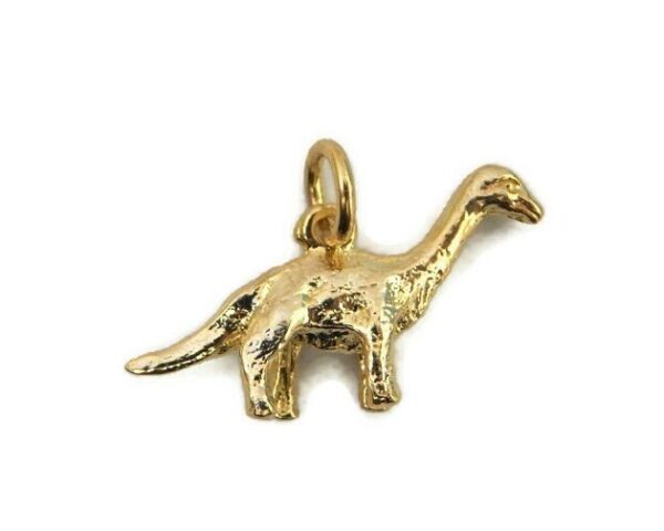 14K Yellow Gold Apatosaurus Dinosaur Charm Pendant