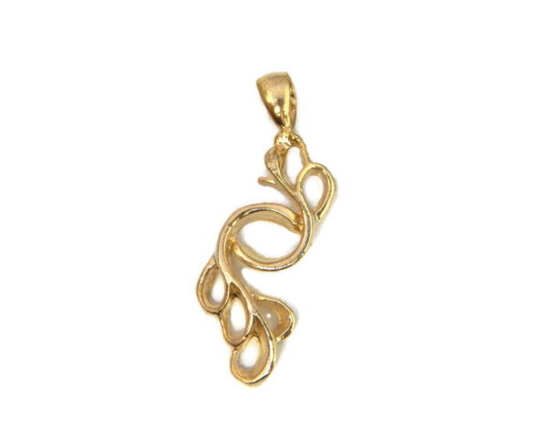 14K Yellow Gold Ribbon Nugget Charm Pendant