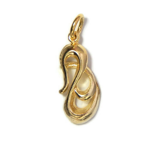 14K Yellow Gold Ribbon Nugget 6 Charm Pendant
