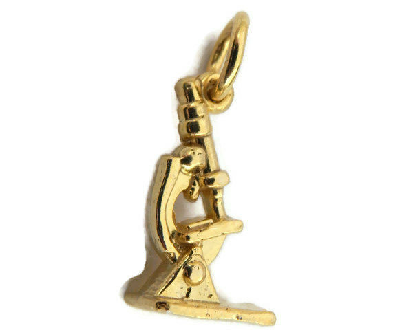 14K Yellow Gold Microscope Charm Pendant