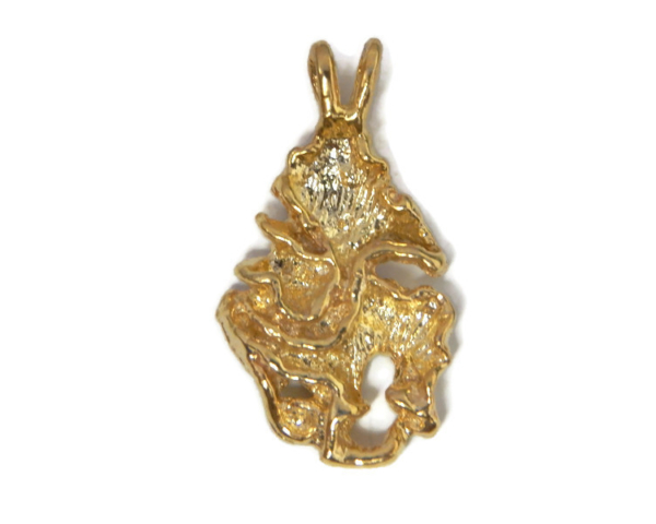 14K Yellow Gold Nugget 7 Charm Pendant