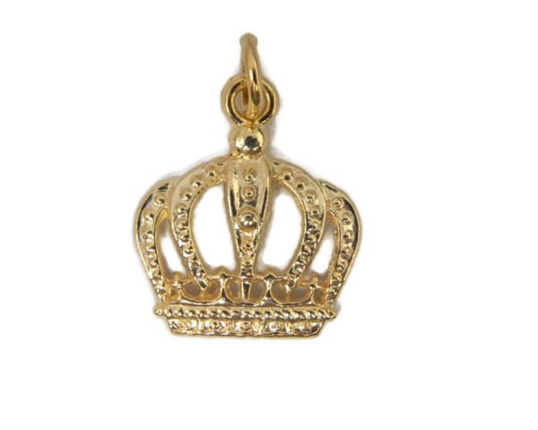 14K Yellow Gold Crown Charm Pendant