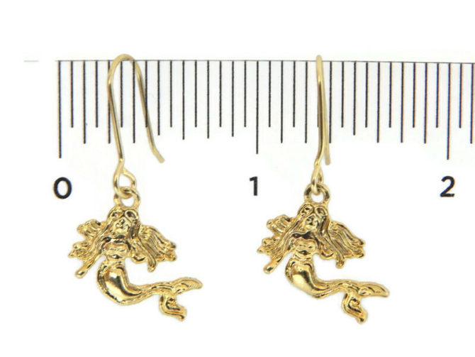 Mermaid Earrings 14K Yellow Gold - Image 3