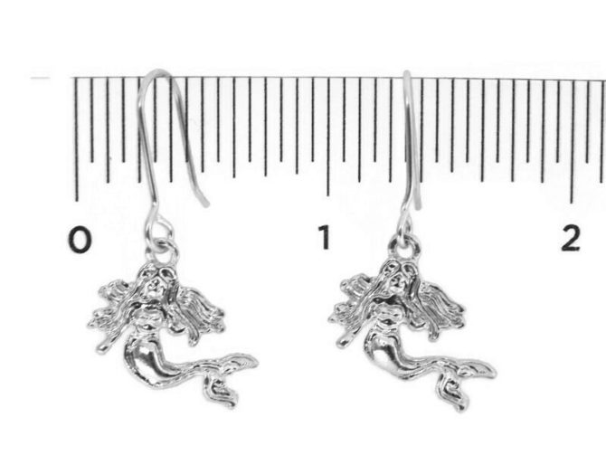 Mermaid Earrings Sterling Silver .925 - Image 3