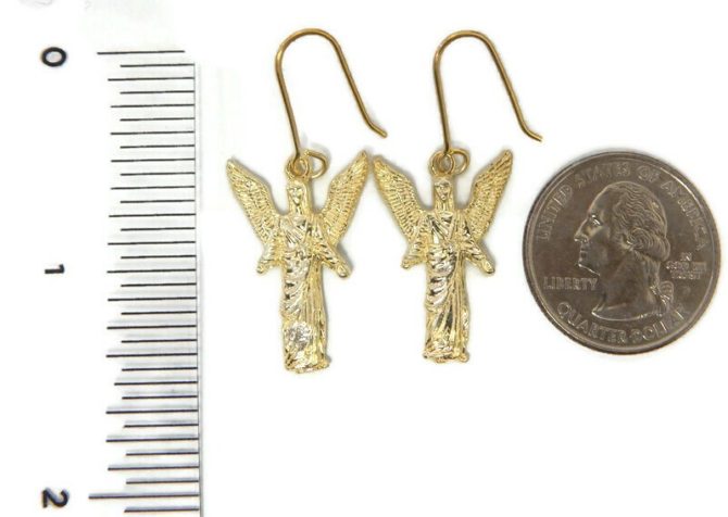 Archangel Gabriel Earrings 14K Yellow Gold - Image 2