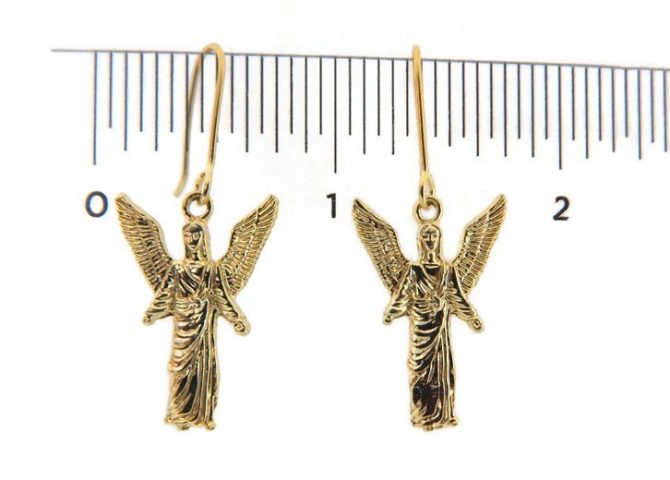 Archangel Gabriel Earrings 14K Yellow Gold - Image 3