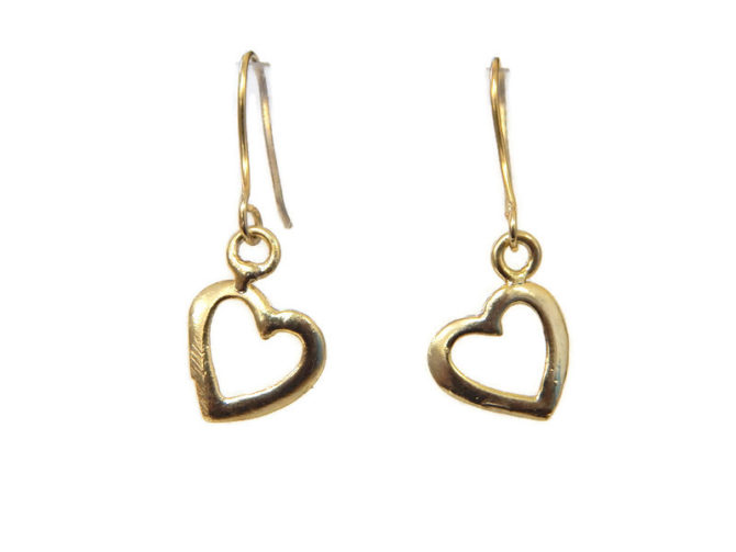 14k Yellow Gold Heart Earrings