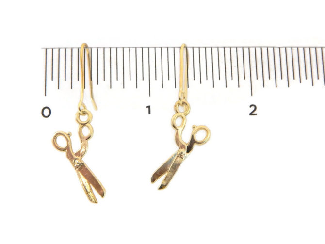 Scissors Earrings 14k Yellow Gold - Image 3