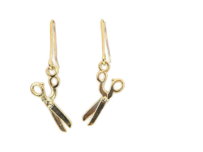 Scissors Earrings 14k Yellow Gold