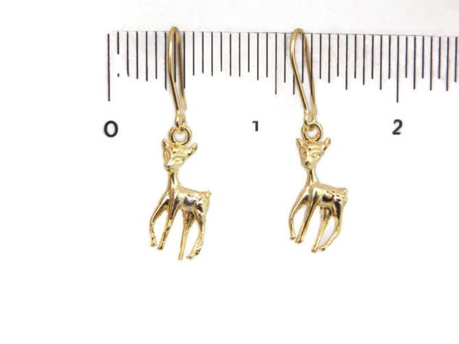 Baby Fawn Dangling Earrings 14k Yellow Gold - Image 4